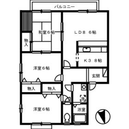 コスモタウンD　３LDKの物件間取画像